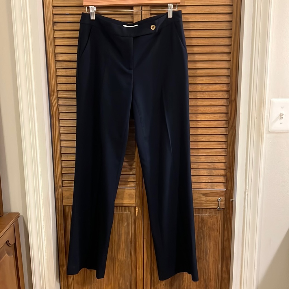 Nautica Navy Blue Button-Tab Trousers Pants